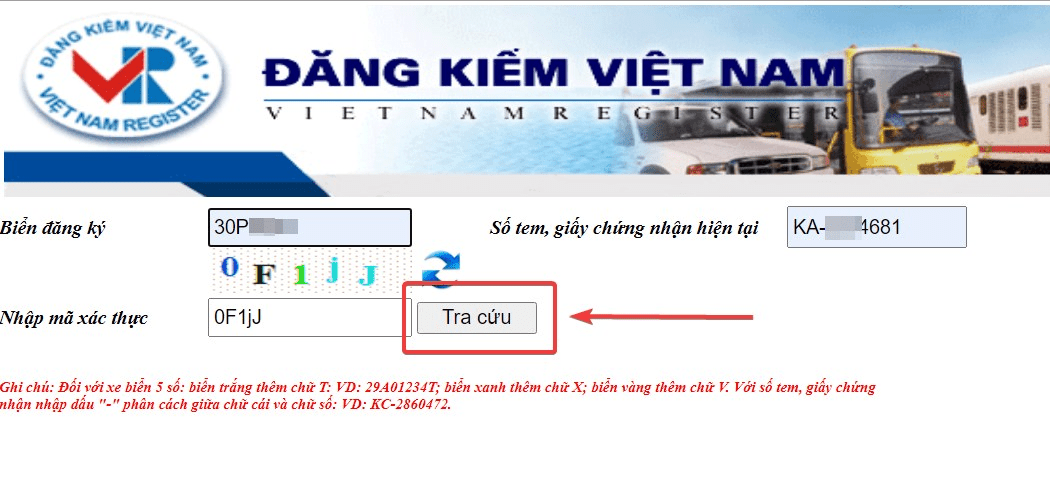 Tra cứu đăng kiểm ô tô